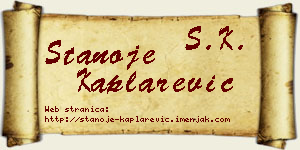 Stanoje Kaplarević vizit kartica